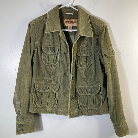 Womens Vintage Aeropostale Corduroy Jacket Green M - Picture 1 of 7